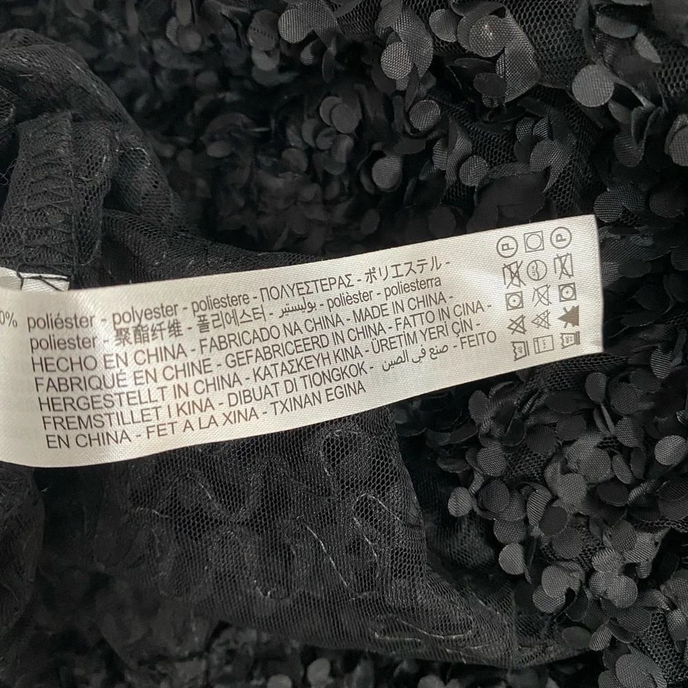 Zara Black Textured Sheer Long-Sleeve Top